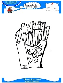 Çocuklar İçin Patates-Kızartması Boyama Sayfaları 